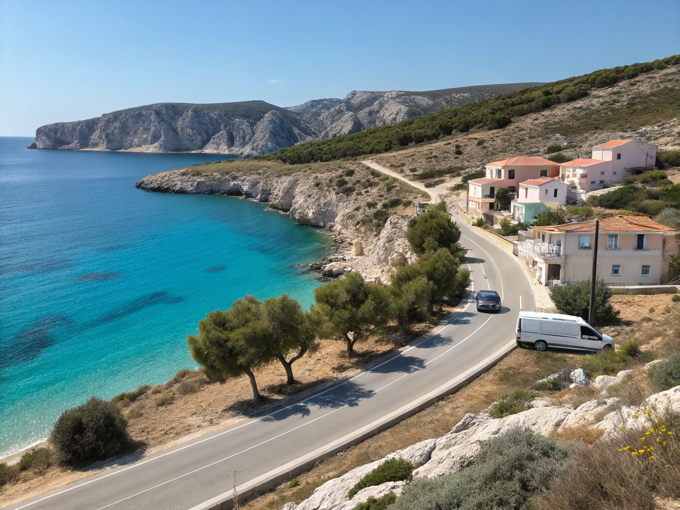 Vehículo de reparto en la ruta de la Costa Brava